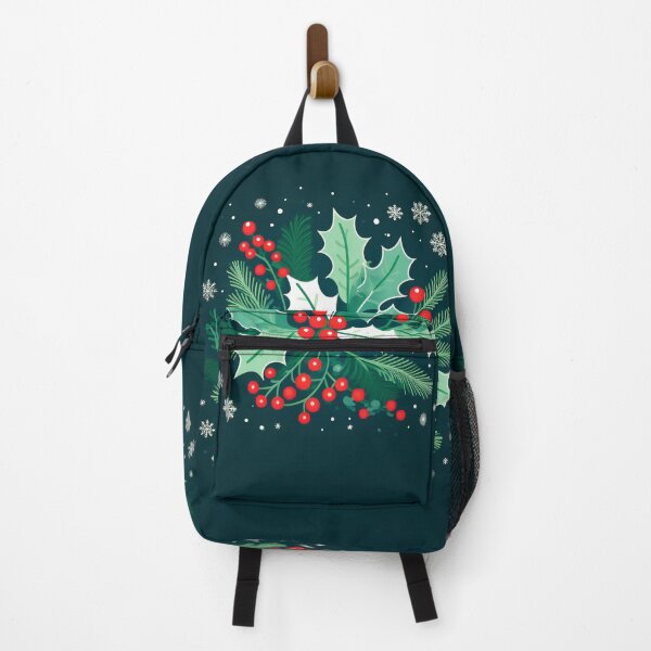 Item preview, a beautiful arrangement of holly and mistletoe against a dark background adorned with swirling snowflakes and twinkling stars. designed and sold by HEMRO.