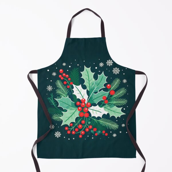 Item preview, a beautiful arrangement of holly and mistletoe against a dark background adorned with swirling snowflakes and twinkling stars. designed and sold by HEMRO.