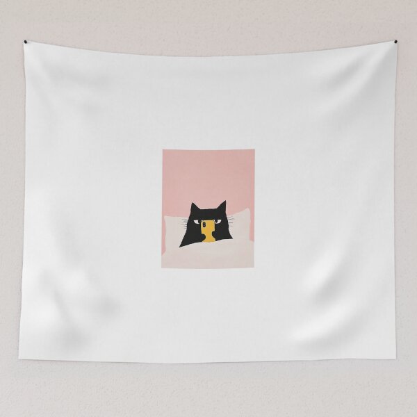 Item preview, Lazy Black Cat on Phone in Bed designed and sold by PuffPals.