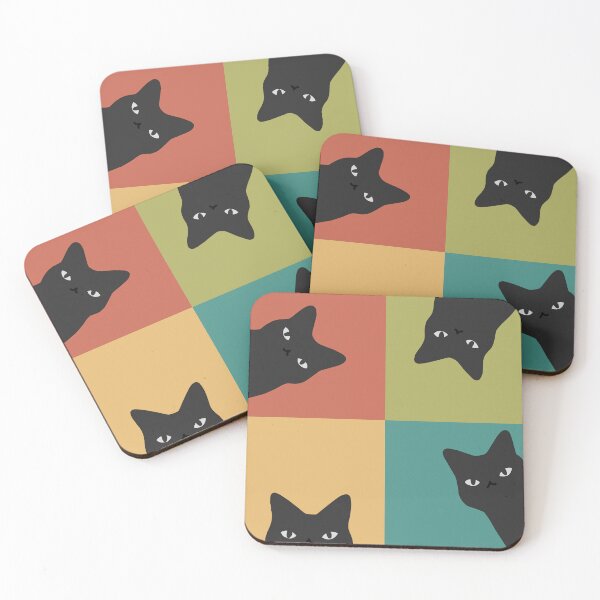 Item preview, Peeking Black Cat 2x2 Pop art designed and sold by ilovedoodle.