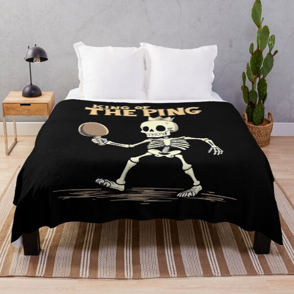 Item preview, "King of the Ping - Skeleton Holding a Ping Pong Paddle Like a Sword Funny T-Shirt" designed and sold by AI-volution.