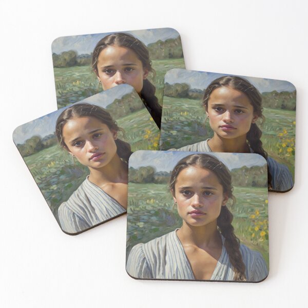 Item preview, Beautiful impressionistic artwork of a pretty Spanish girl and flowers - After Monet designed and sold by Vintage Designs +.