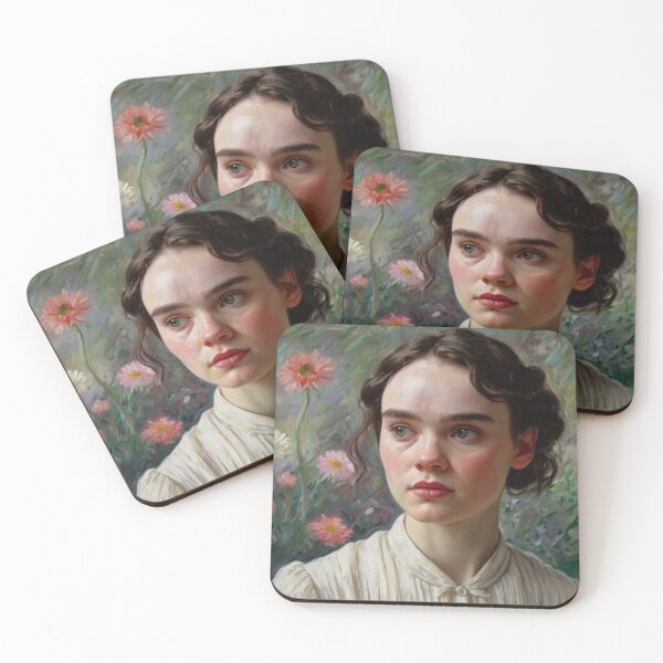 Item preview, Beautiful impressionistic artwork of a pretty English girl and flowers - After Monet designed and sold by Vintage Designs +.
