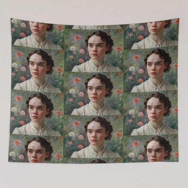 Item preview, Beautiful impressionistic artwork of a pretty English girl and flowers - After Monet designed and sold by Vintage Designs +.