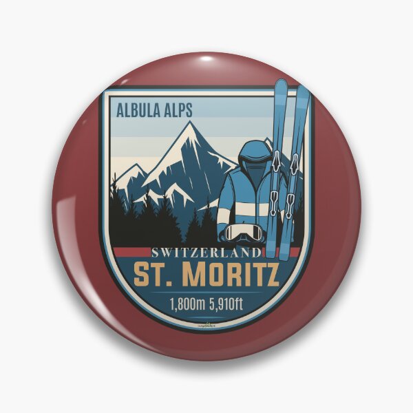 Item preview, St. Moritz Switzerland Skiing Swiss Alps Sticker T-Shirt 02 designed and sold by OuterShellUK.