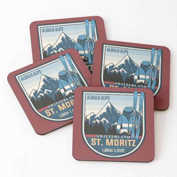 Item preview, St. Moritz Switzerland Skiing Swiss Alps Sticker T-Shirt 02 designed and sold by OuterShellUK.
