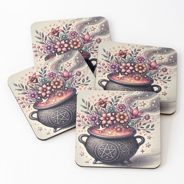 Item preview, A cauldron bubbling with stars and flowers designed and sold by RandomlyNamed.