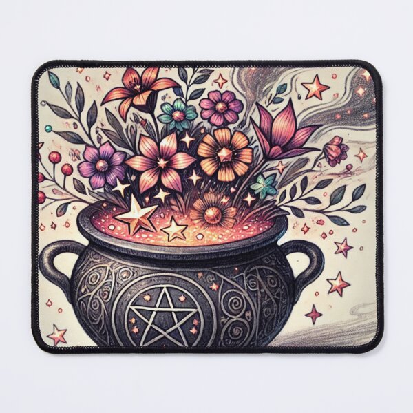 Item preview, A cauldron bubbling with stars and flowers designed and sold by RandomlyNamed.
