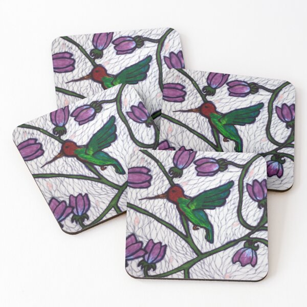 Artikelvorschau, Buntglas-Kolibri und Blumen entworfen und verkauft von Betsy Phillips.
