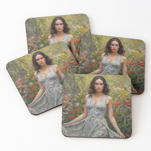 Item preview, Beautiful impressionistic artwork of a pretty French girl and flowers - After Monet designed and sold by Vintage Designs +.