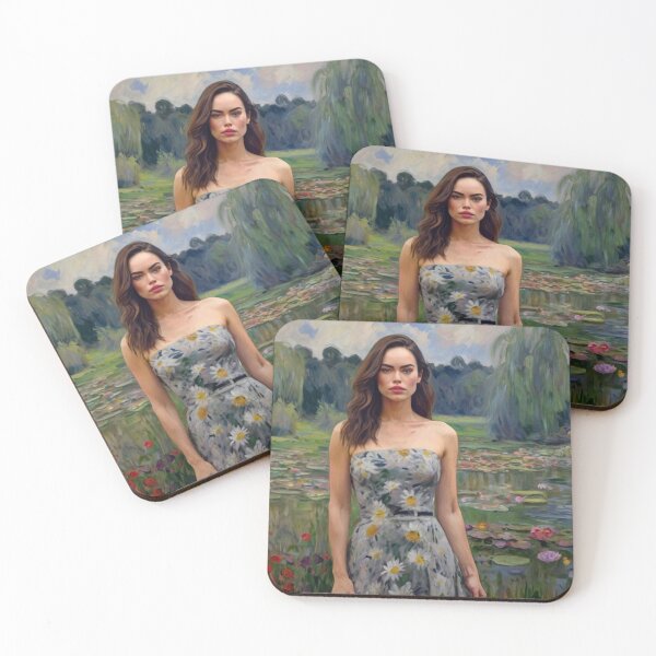 Item preview, Beautiful impressionistic artwork of a pretty French girl and flowers - After Monet designed and sold by Vintage Designs +.