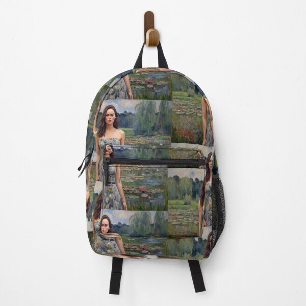 Item preview, Beautiful impressionistic artwork of a pretty French girl and flowers - After Monet designed and sold by Vintage Designs +.
