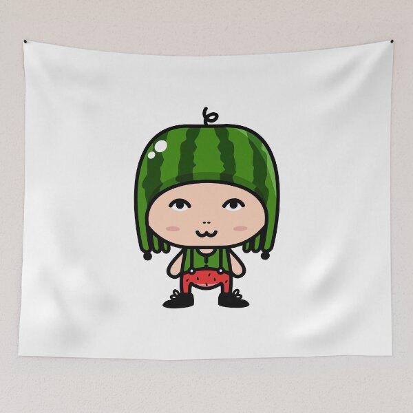 Item preview, Cute character in watermelon fruit costumes cartoon designed and sold by merupa.