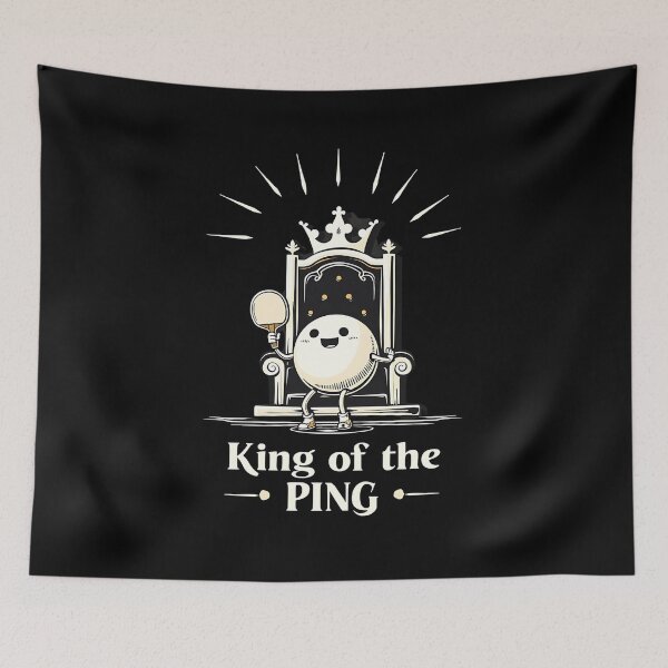 Item preview, “King of the Ping” Funny Ping Pong Ball Sitting on a Throne T-Shirt designed and sold by AI-volution.