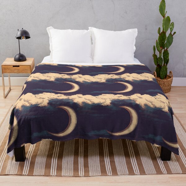 Item preview, Crescent Moon and Clouds - Japanese Night Sky Art (Tile) designed and sold by SotaVibes.