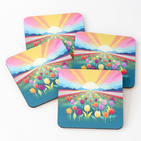 Item preview, Rows of vibrant tulips stretching into the distance, with thick, textured brush strokes Design. designed and sold by HEMRO.