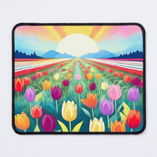 Item preview, Rows of vibrant tulips stretching into the distance, with thick, textured brush strokes Design. designed and sold by HEMRO.