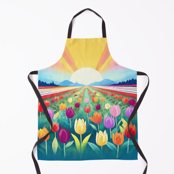 Item preview, Rows of vibrant tulips stretching into the distance, with thick, textured brush strokes Design. designed and sold by HEMRO.