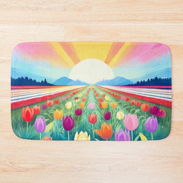 Item preview, Rows of vibrant tulips stretching into the distance, with thick, textured brush strokes Design. designed and sold by HEMRO.