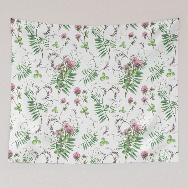 Item preview, Clover flowers with Mouse pea meadow wild plant seamless pattern. Watercolor Wildflowers design designed and sold by BartolArt.