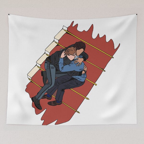 Item preview, RWRB movie alex and henry hug on the stairs,red white and royal blue  designed and sold by Tinybluebird.