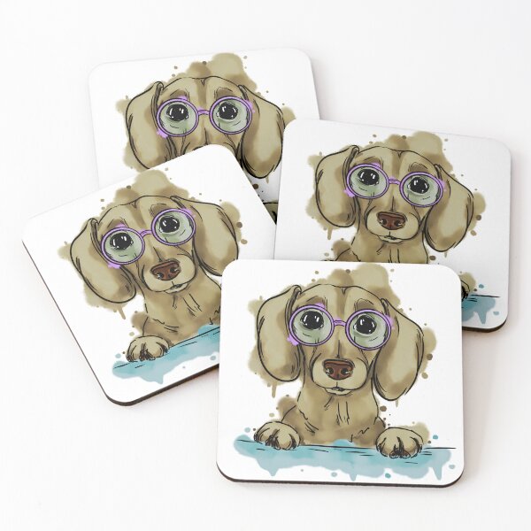 Item preview, Cute dachshund with glasses designed and sold by Antiope33.