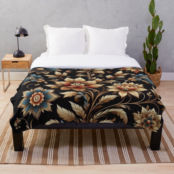 Item preview, Golden-hued flowers in black background designed and sold by Locacaro.
