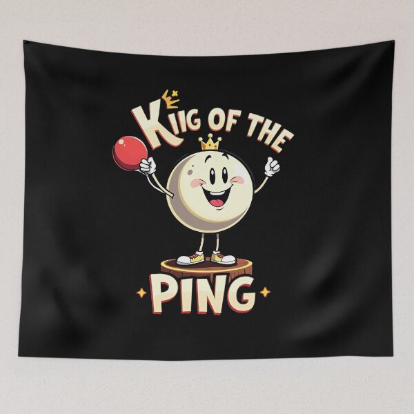 Item preview, "King of the Ping" Ping Pong Ball Standing on a Pedestal with a Gold Medal Funny T-Shirt designed and sold by AI-volution.