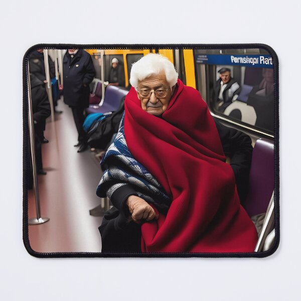 Item preview, Cold Pensioner trying to keep warm on an underground train designed and sold by Colin Bentham.