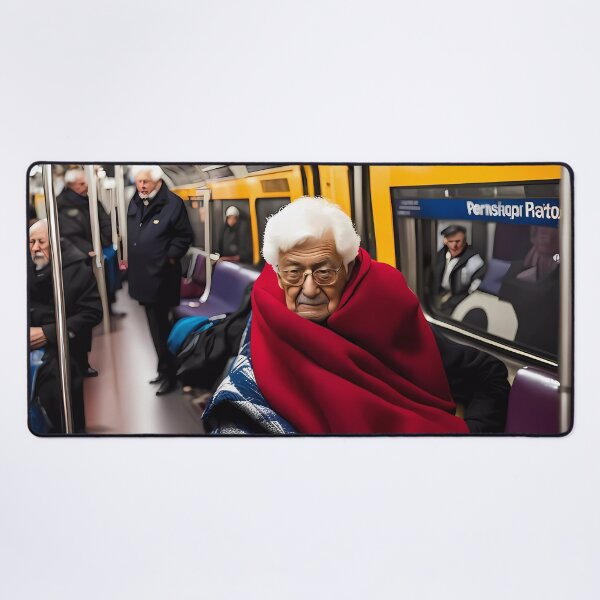 Item preview, Cold Pensioner trying to keep warm on an underground train designed and sold by Colin Bentham.