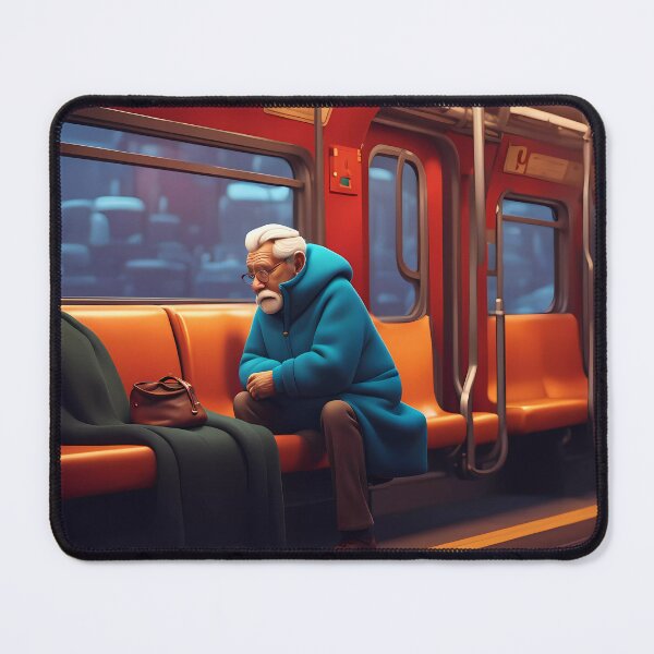 Item preview, Cold Pensioner trying to keep warm on an underground train designed and sold by Colin Bentham.