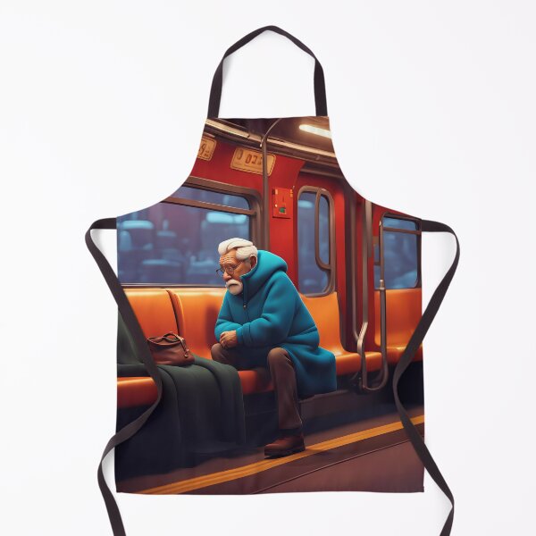 Item preview, Cold Pensioner trying to keep warm on an underground train designed and sold by Colin Bentham.