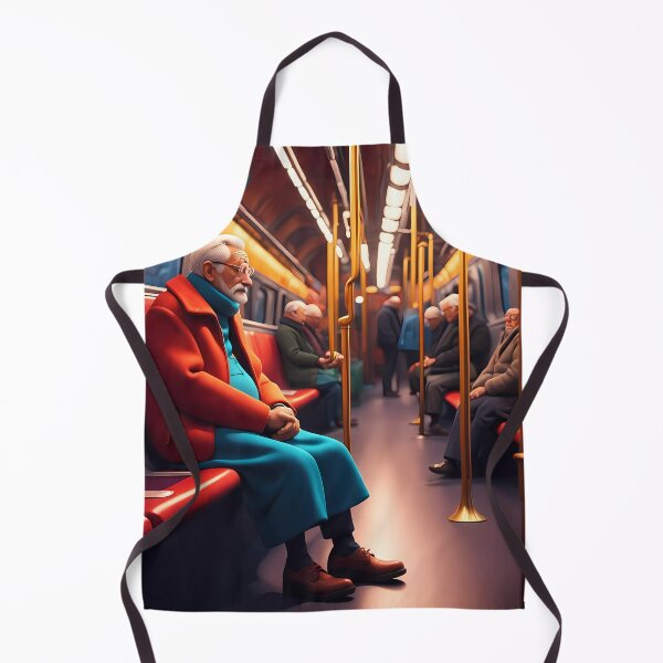 Item preview, Cold Pensioner trying to keep warm on an underground train designed and sold by Colin Bentham.