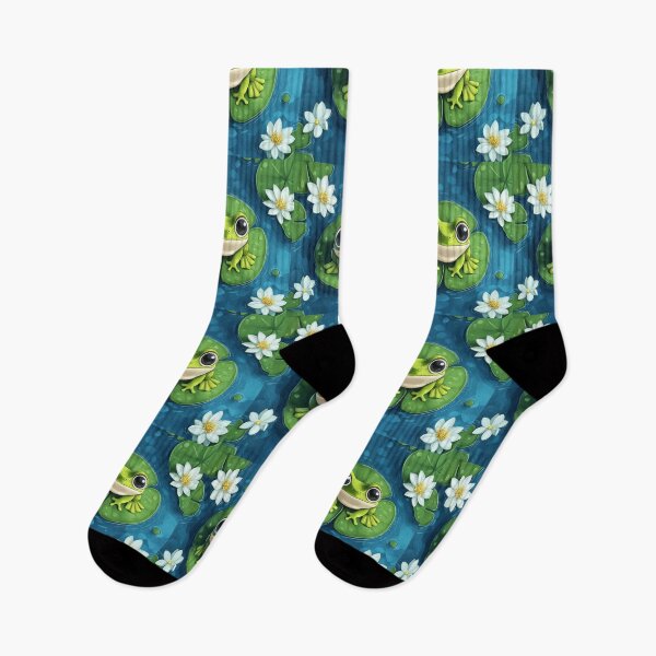 Item preview, Cute Frog In A Pond With Water Lilies designed and sold by GrinGalore.