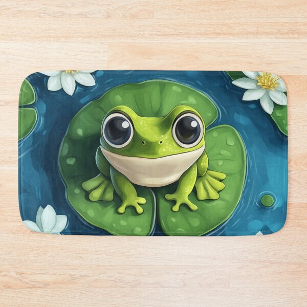 Item preview, Cute Frog In A Pond With Water Lilies designed and sold by GrinGalore.