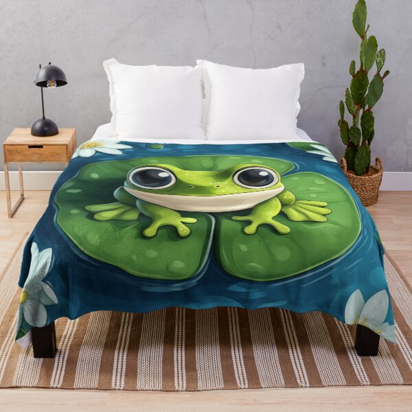 Item preview, Cute Frog In A Pond With Water Lilies designed and sold by GrinGalore.