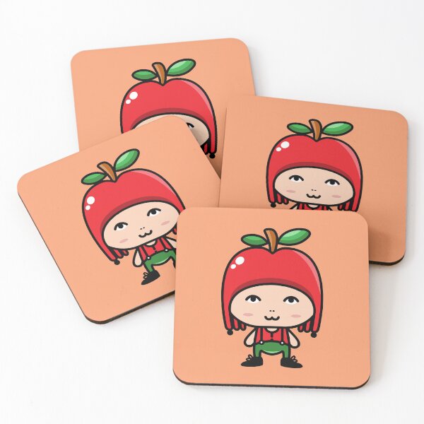 Item preview, Cute character in apple fruit costumes cartoon designed and sold by merupa.