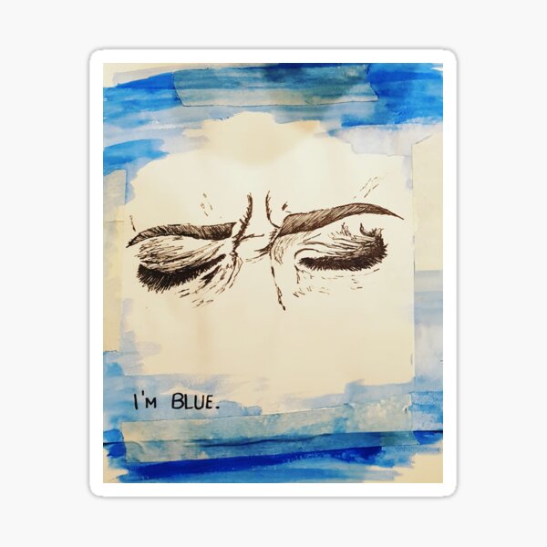 ArtStudy Quick Sketch Sad Eyes with aquarelle Sticker