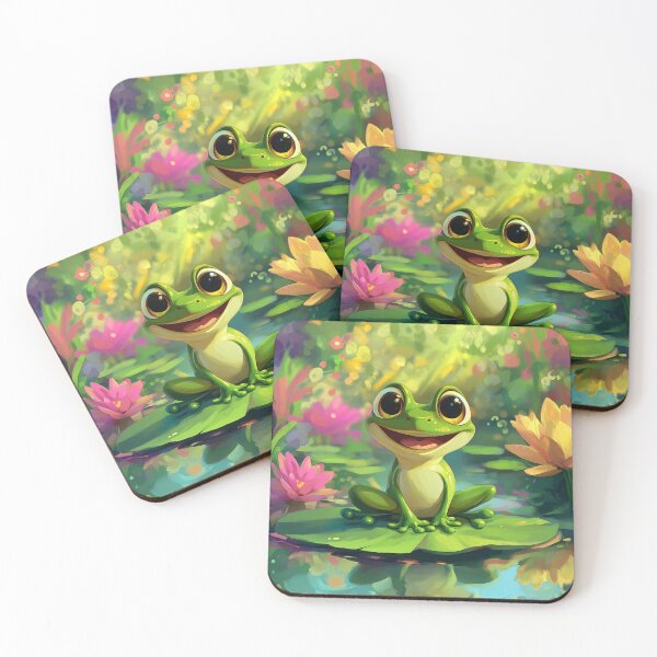 Item preview, Cute Frog Smiling On Water Lily designed and sold by GrinGalore.