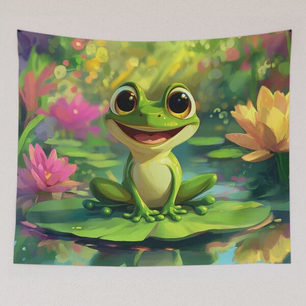 Item preview, Cute Frog Smiling On Water Lily designed and sold by GrinGalore.
