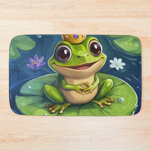Item preview, Cute Frog Smiling On Water Lily designed and sold by GrinGalore.