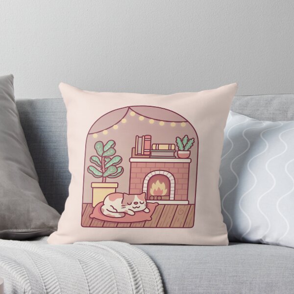 Item preview, Cute Cat Getting Warm And Cozy In Front Of Fireplace designed and sold by rustydoodle.