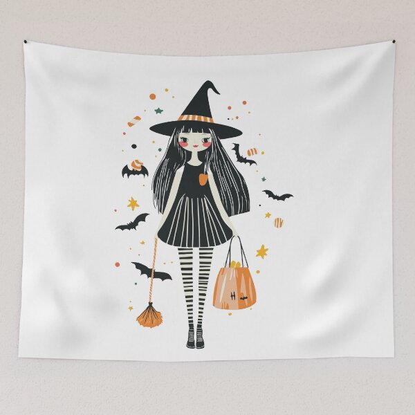 Aperçu de l'œuvre Bonbons d'Halloween Petite Sorcière créée et vendue par HappyCanva.