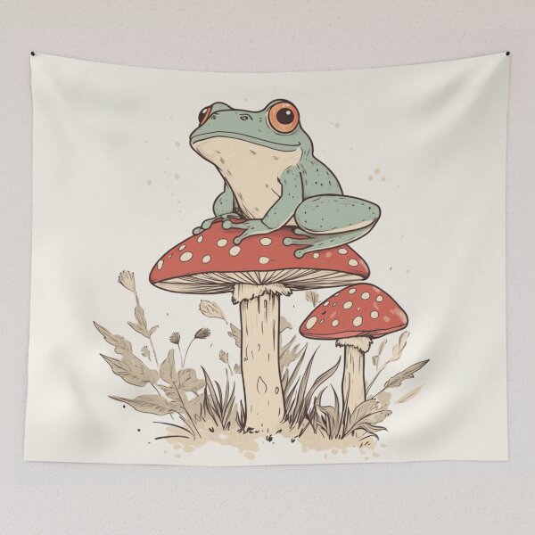 Item preview, Cute Frog On Mushroom designed and sold by GrinGalore.