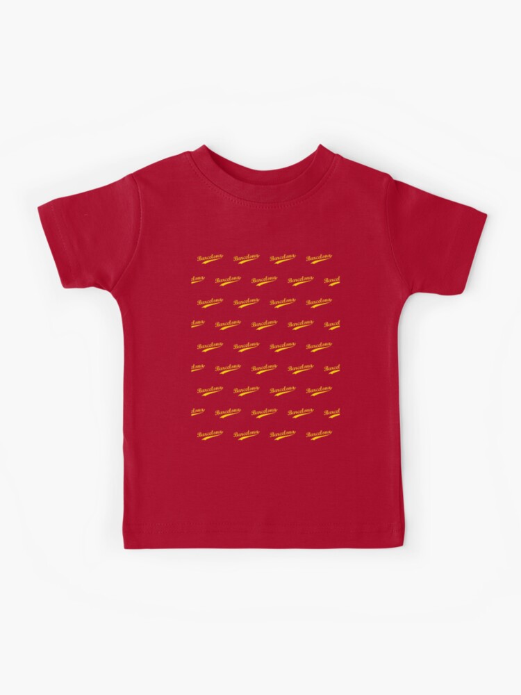 basketbal leg uit Grondig Barcelona tshirt, yellow text pattern, red background" Kids T-Shirt for  Sale by Alma-Studio | Redbubble