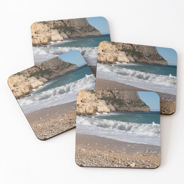 Item preview, Foaming waves meet the beach at Cala Moraig, Cumbre del Sol designed and sold by Adriana Mueller.