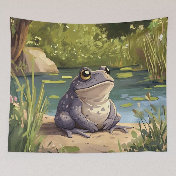 Item preview, Cute Grey Frog On The Shore Near The Pond designed and sold by GrinGalore.