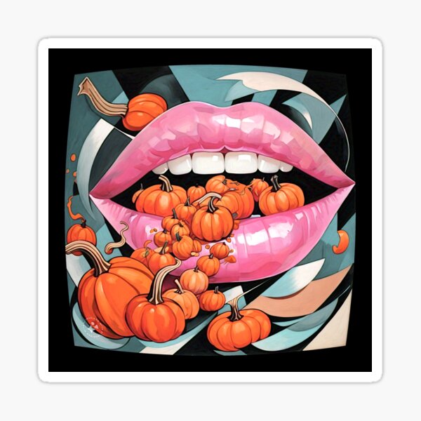 Item preview, abstract pumpkin lips 2024 tileartwork designed and sold by tileartwork.