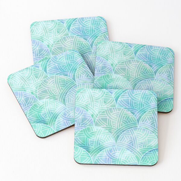 Item preview, Zen Water Flowing Scallop in aqua and blue large designed and sold by ArtOfSmallJoys.