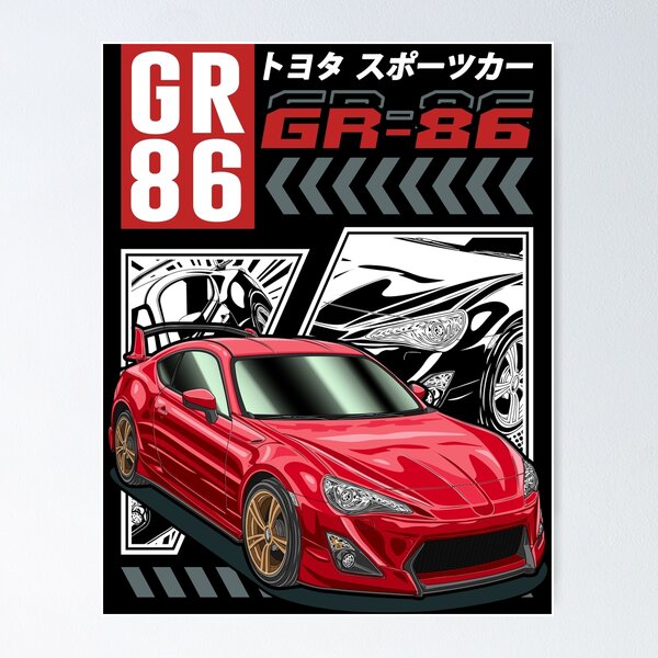 Item preview, JDM Red Toyota GR86 Comic Style designed and sold by JDM Guyvit.
